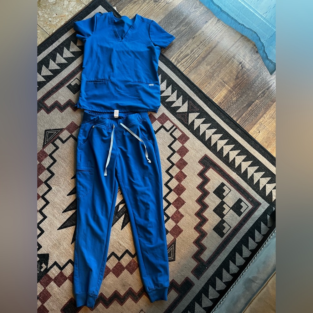 Royal blue figs jogger scrubs